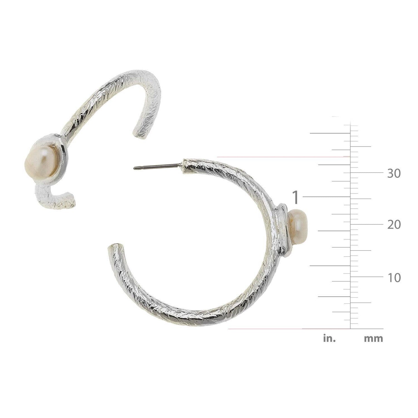 Silver Mini Pearl Hoops