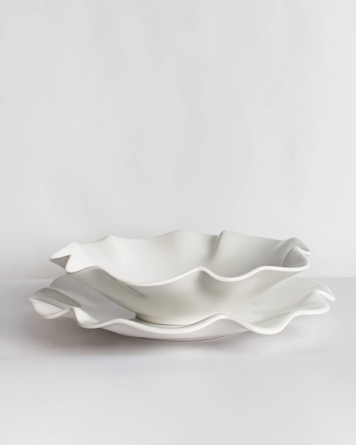 Ripple Melamine Serving Bowl White 14x3.5