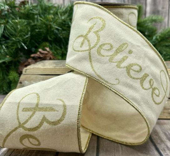 Cotton Glitter Believe Ribbon