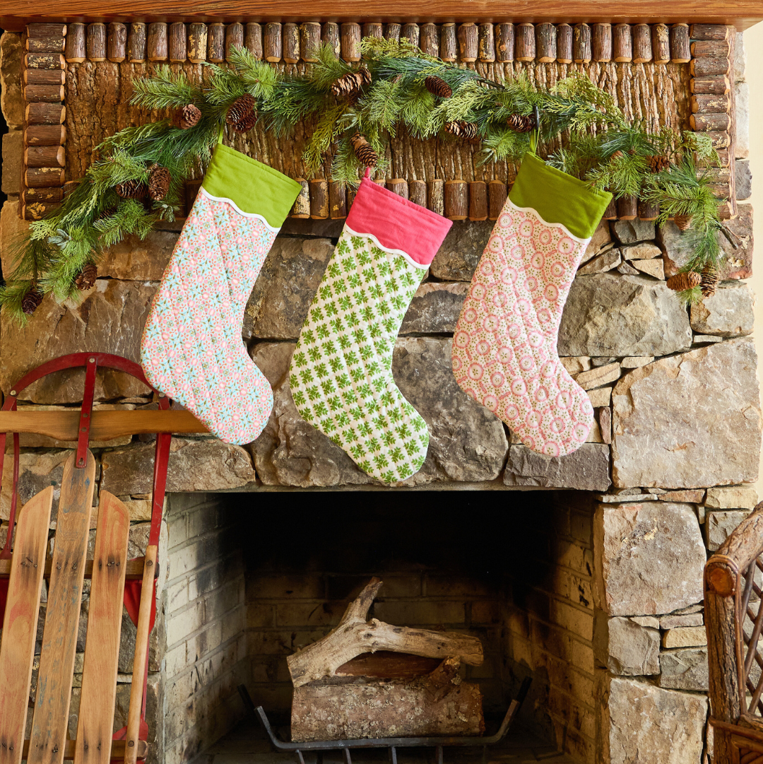 Brushstrokes Green Christmas Stocking