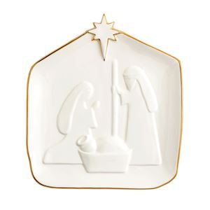 Gold Edge Nativity Platter