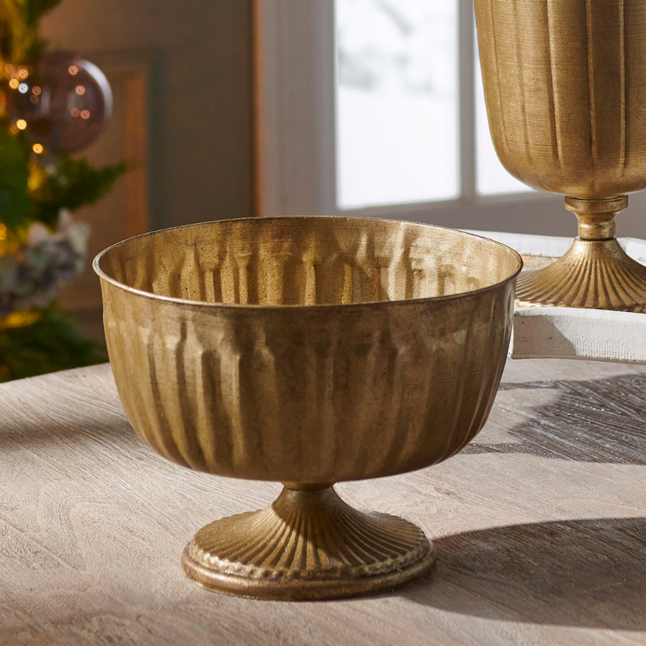 Antique Pedestal Bowl - Gold