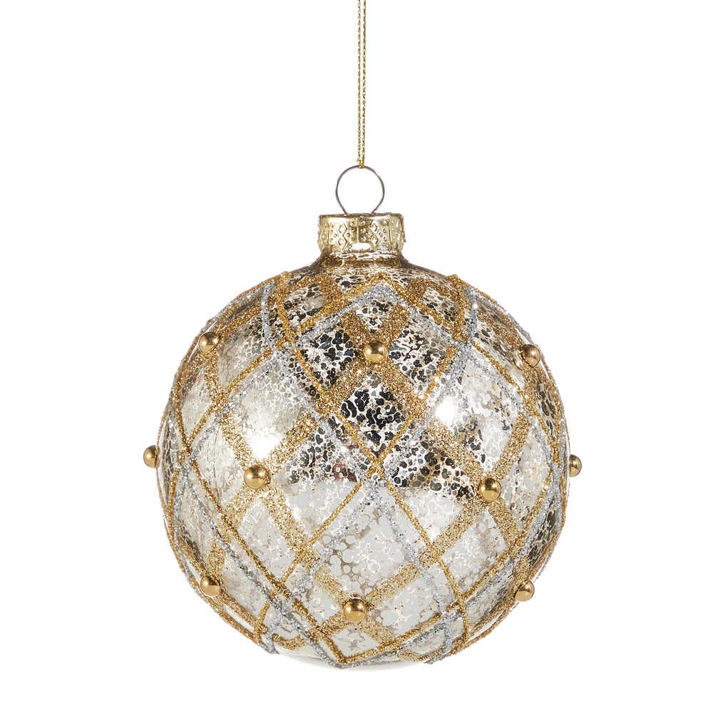 Silver And Gold Mercury Glass Ball Ornament