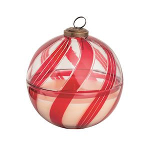 Red Candy Cane Glass Candle