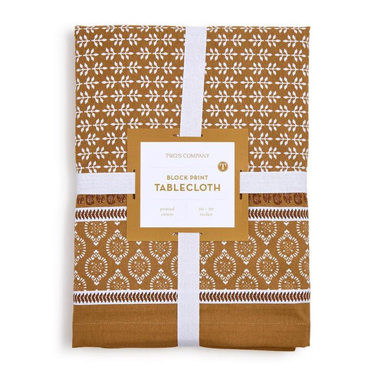 Natural Elements Block Print Tablecloth