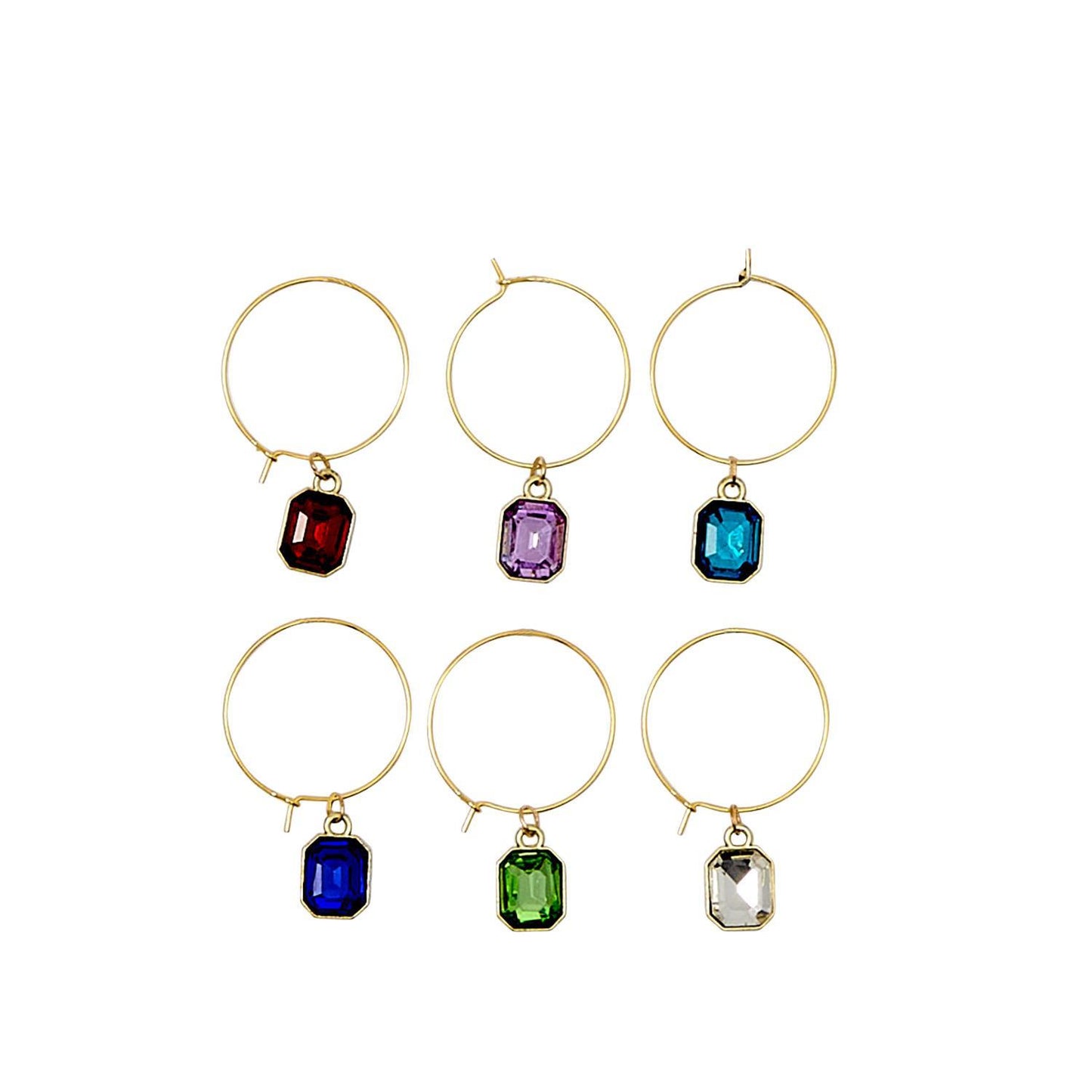 Gems Wine Glass Charms s/6