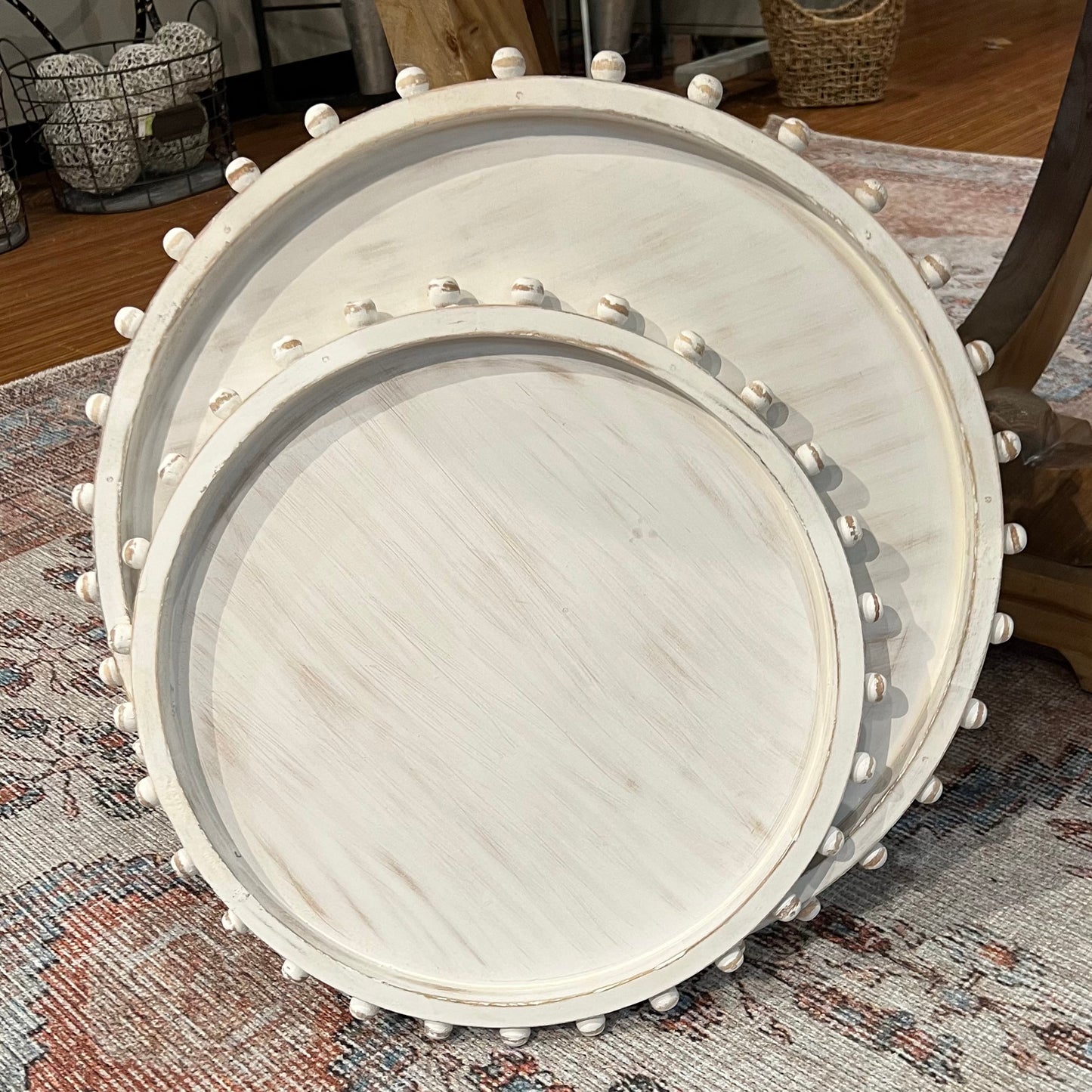 Beaded Wood Tray - Large