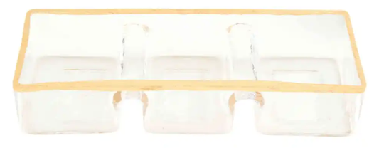 Glass Triple Tidbit - Gold