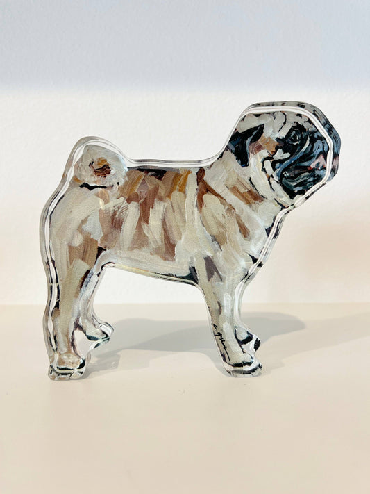 Pug Fawn acrylic shelfie