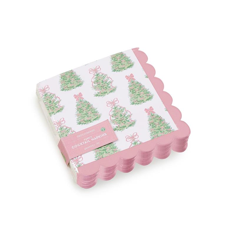 Festive 3-Ply Scalloped Paper Cocktail Napkins