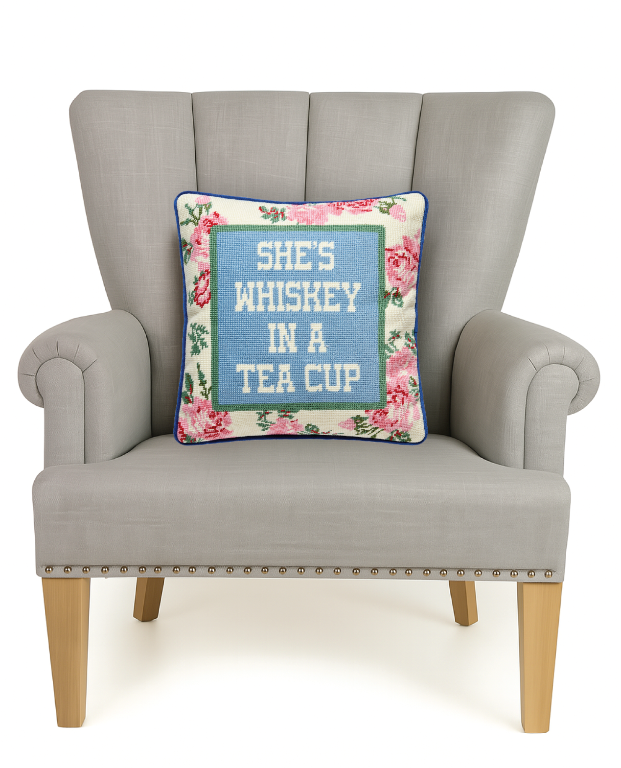 She's Whiskey Embroidered Pillow