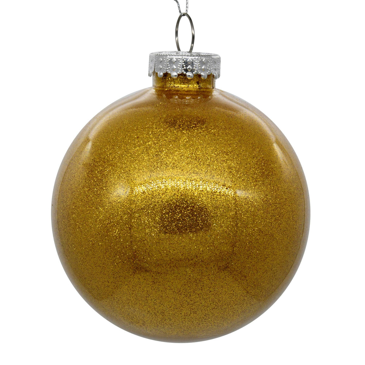 4.75" Antiq Gold Glitter Clear Ball