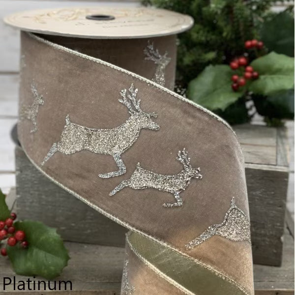Velvet Platinum Glitter Reindeer