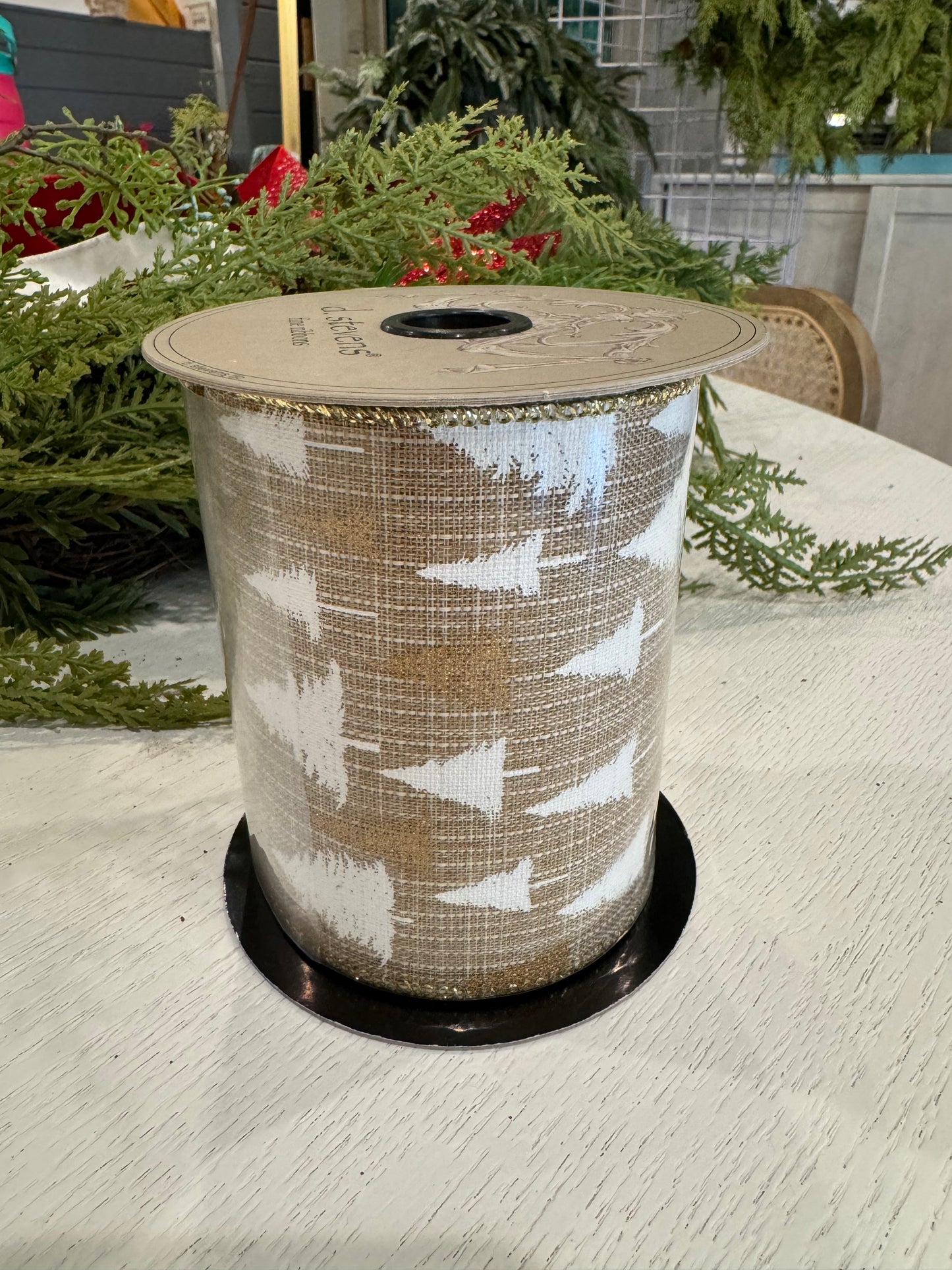 Gold/White Pine Tree Ribbon