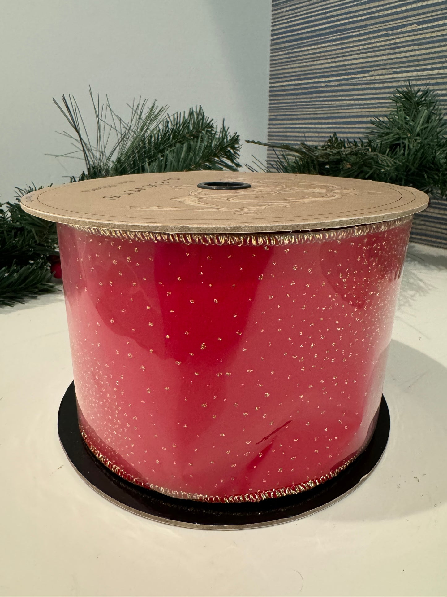 4x25yds gold glitter dots,red