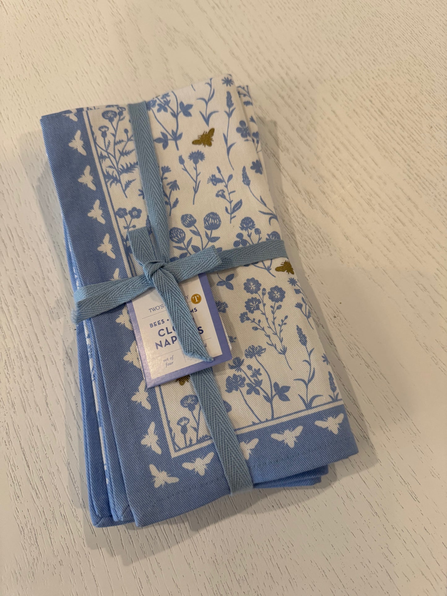 Bees and Blooms s/4 Cloth Napkins