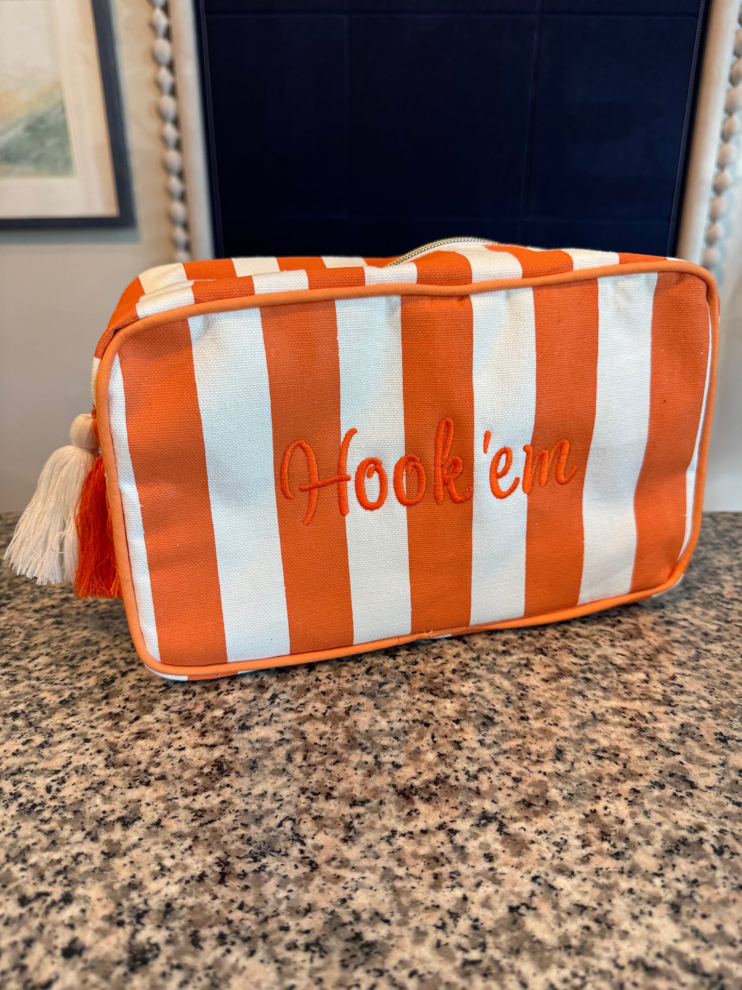 Hook 'em Striped Cosmetic Bag 1