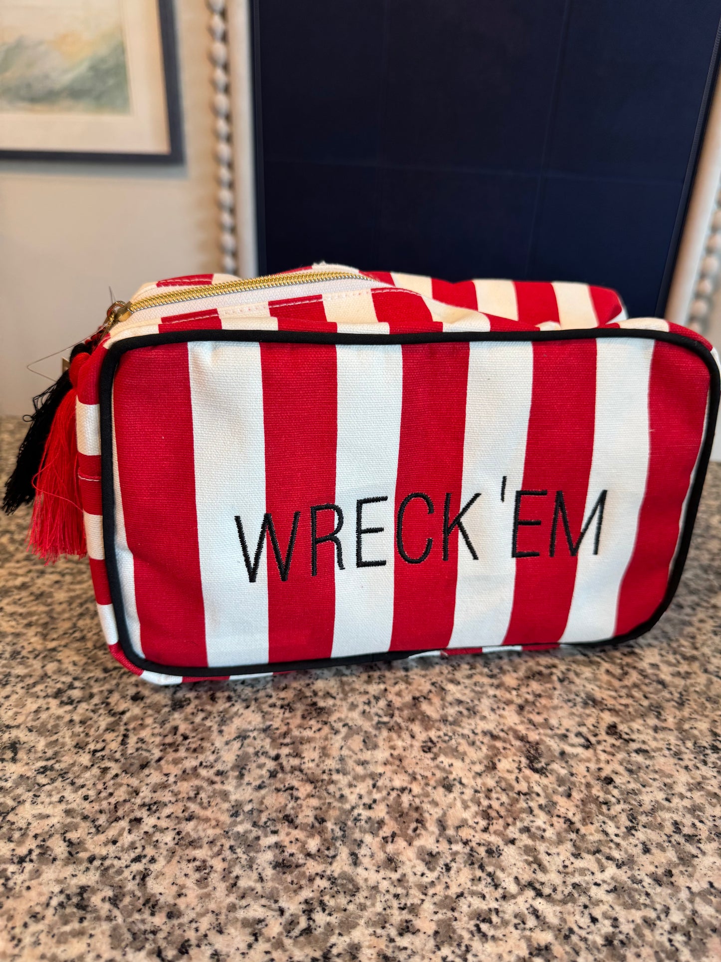 Wreck 'em Striped Cosmetic Bag 1
