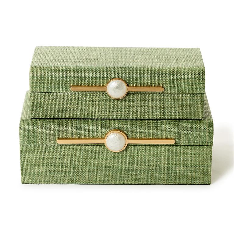 Green Faux Seagrass Decorative Box - Small