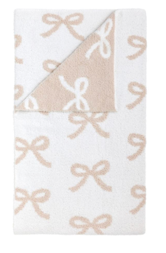 Taupe Chenille Bow Blanket