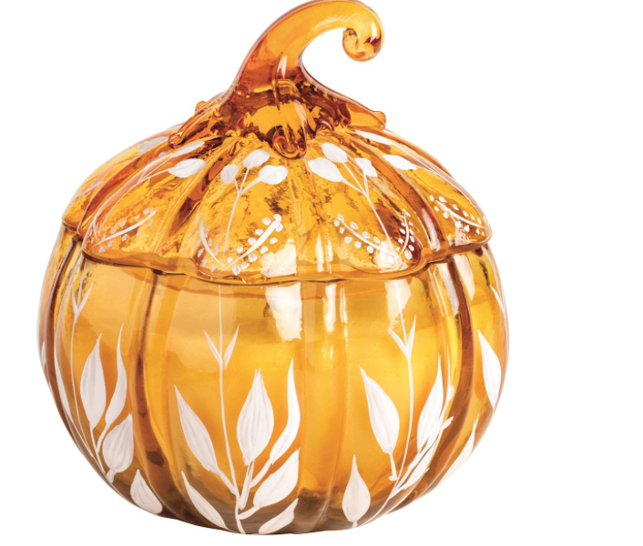 Orange Glass Pumpkin Candle II