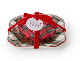 Tartan Red Currant Scented French Milled Soap with Porcelain Tray