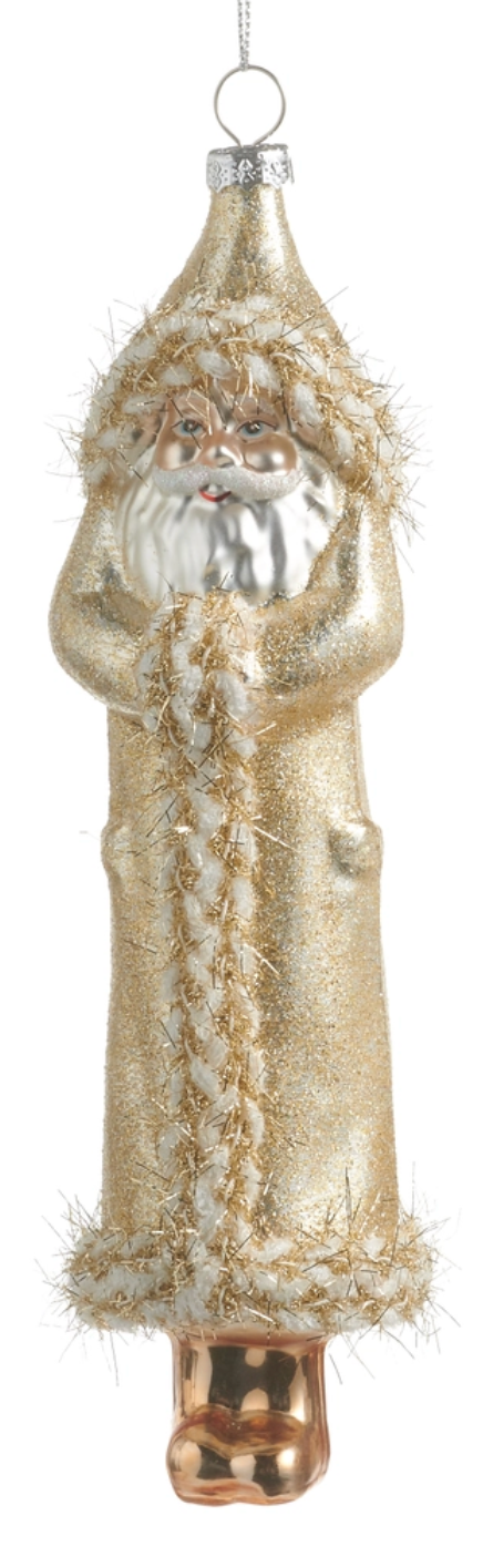 Metallic Santa Ornament - Gold
