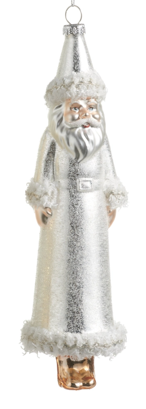 Metallic Santa Ornament - Silver