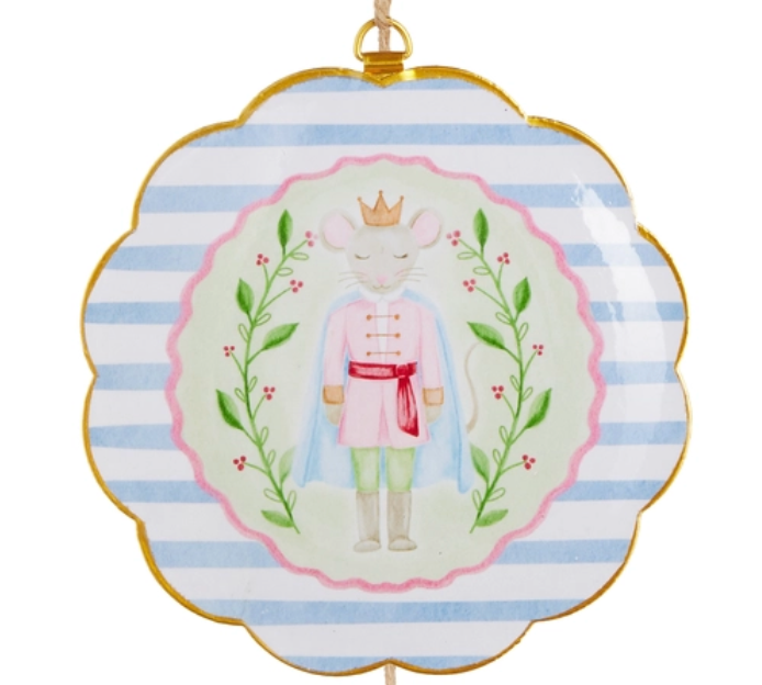 Pastel Nutcracker Scalloped Ornament - Mouse