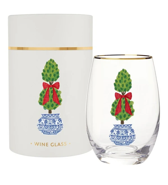 Gold Foil Wine Glass - Topiary