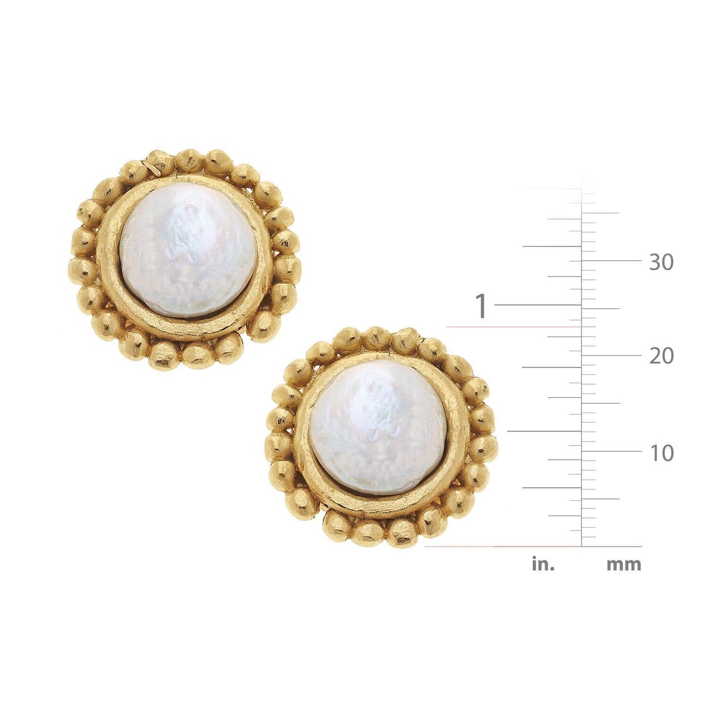 Gold with Pearl Pierced Earrings