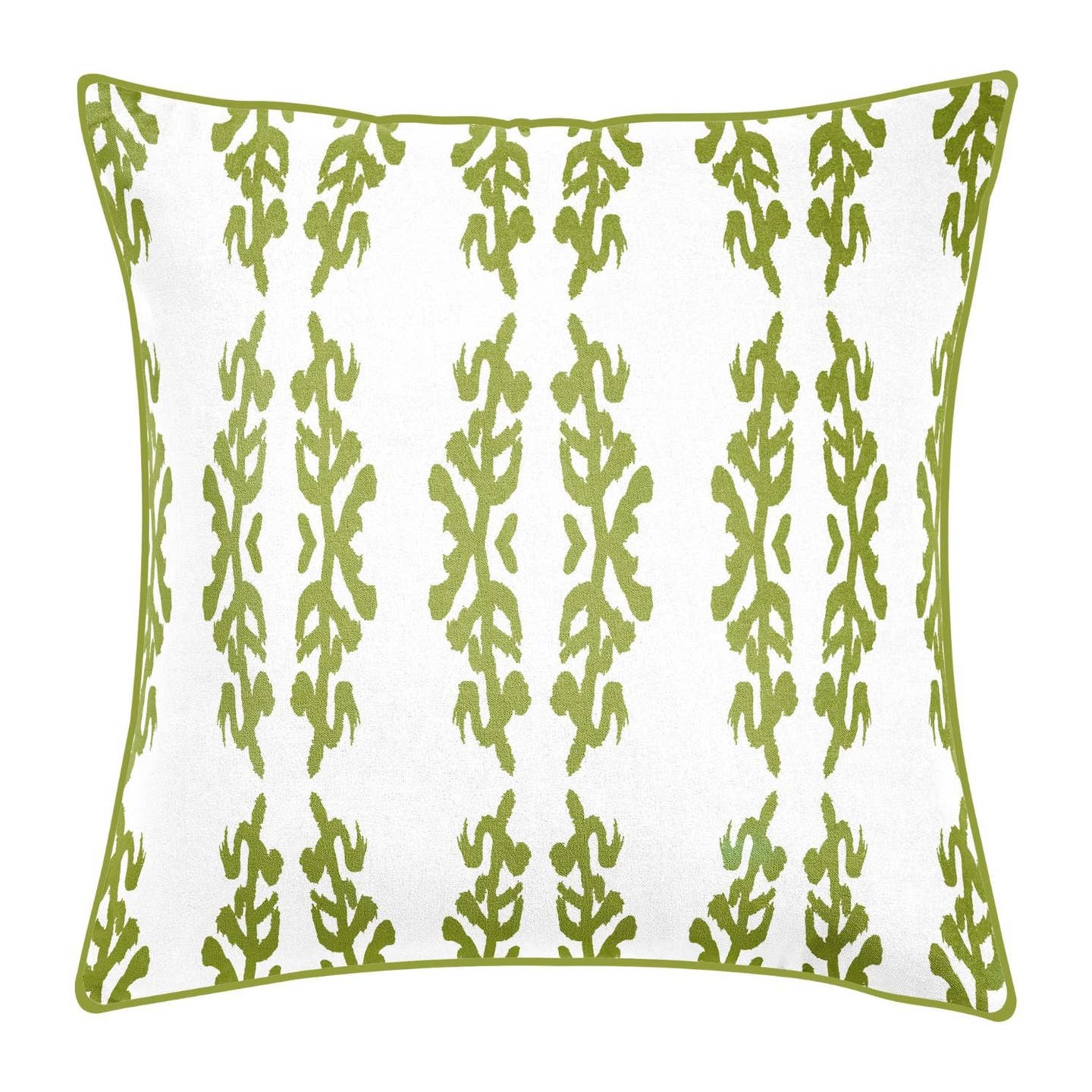 Coral Gardens Green Embroidered Pillow
