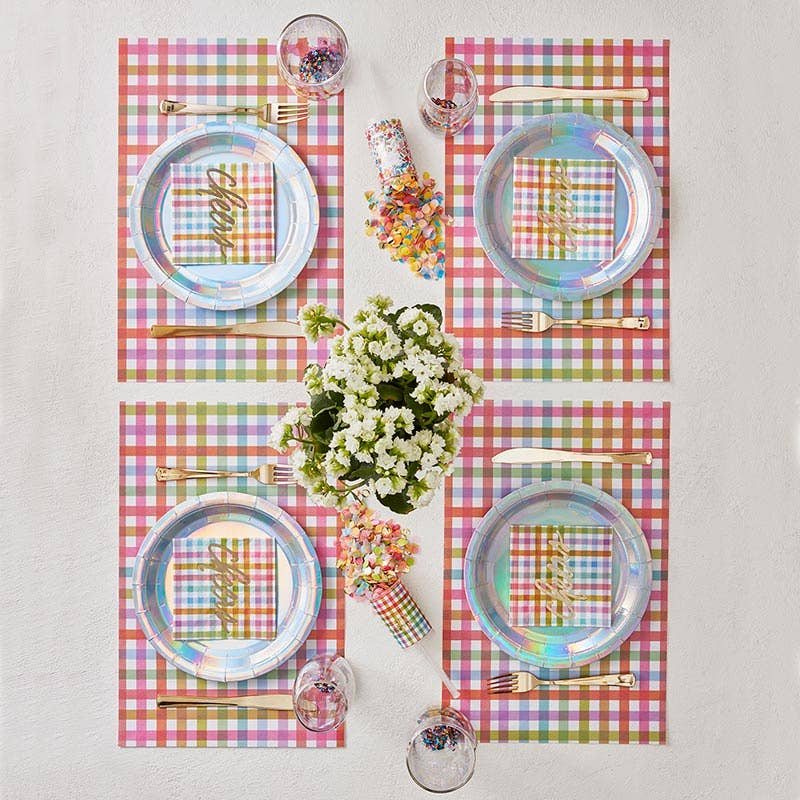Thimblepress x Slant Foil Beverage Napkins - Gingham Cheers