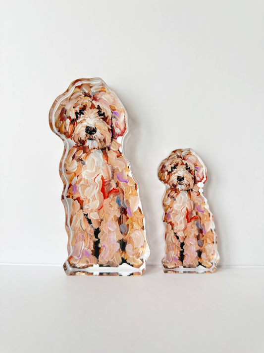 Large Goldendoodle acrylic shelfie