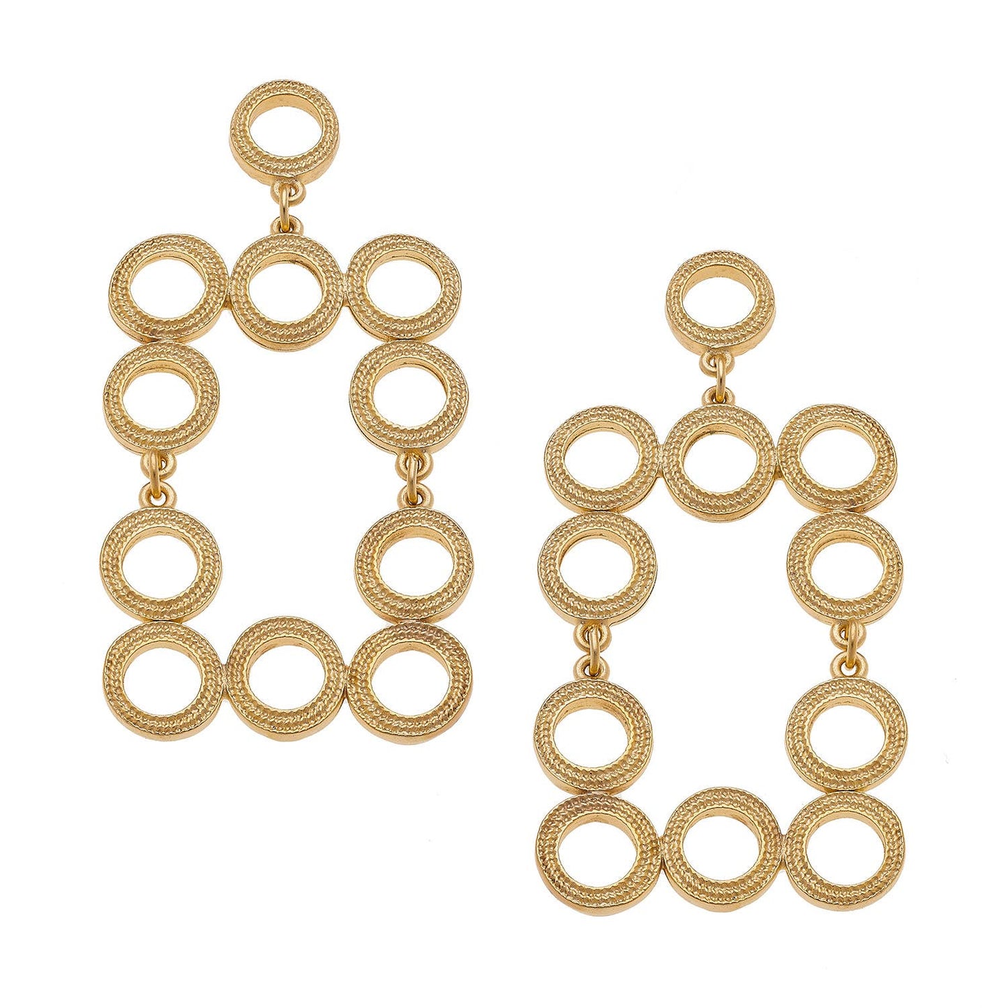 Gold Multi Circle Rectangle Earrings