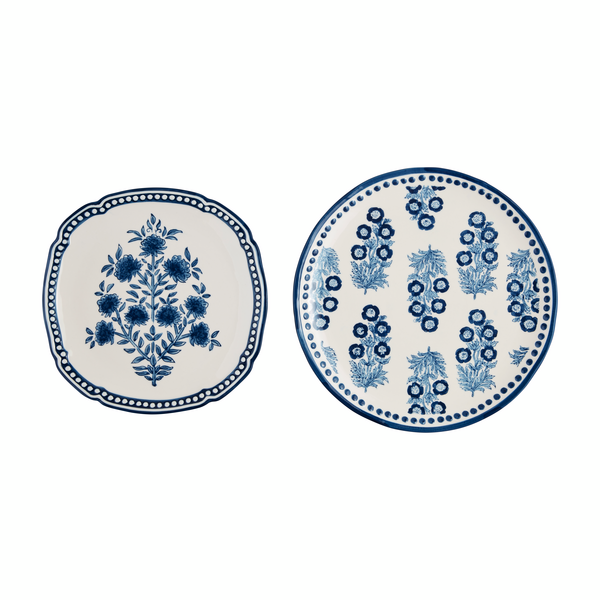 Blue Block Print Platter - Small