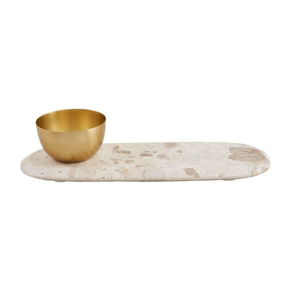 Marble Tray And Tidbit Set