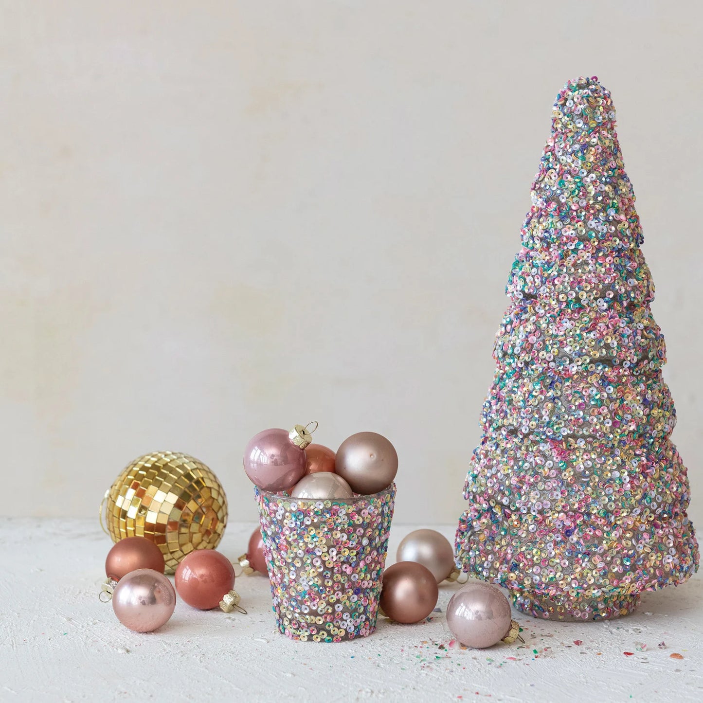 Large Glass Tree w/ Sequins, Multi Color