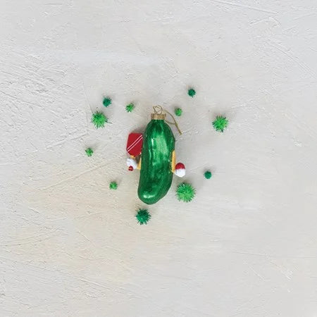 4-1/4"H Glass Pickleball Ornament