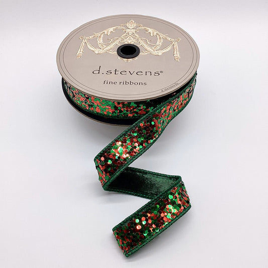 Cirque Glitter Ribbon - Emerald/Red