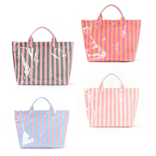 Striped PVC Tote Bag