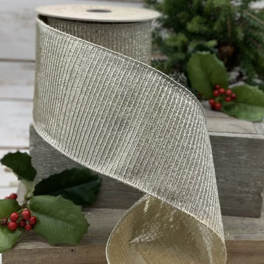 Pleated Lame - Champagne, 4"