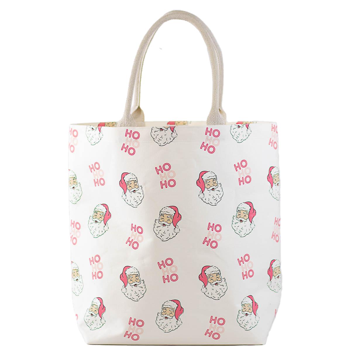 HoHoHo Santa Tote - White/Pink