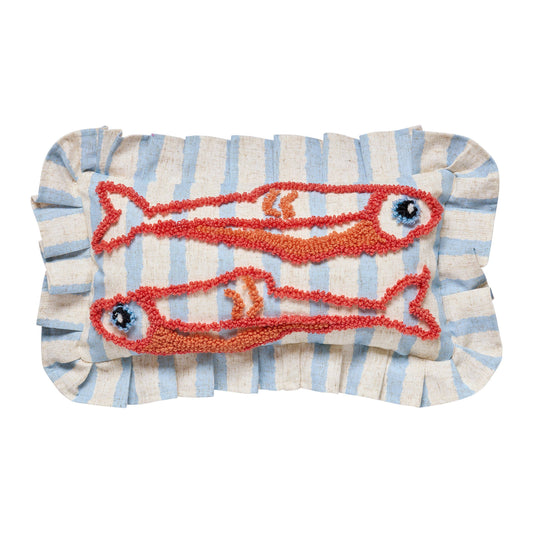 Coastal Sardines Tufted Hook Pillow
