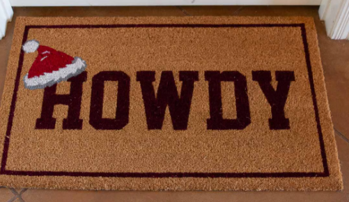 Santa Hat Howdy Door Mat