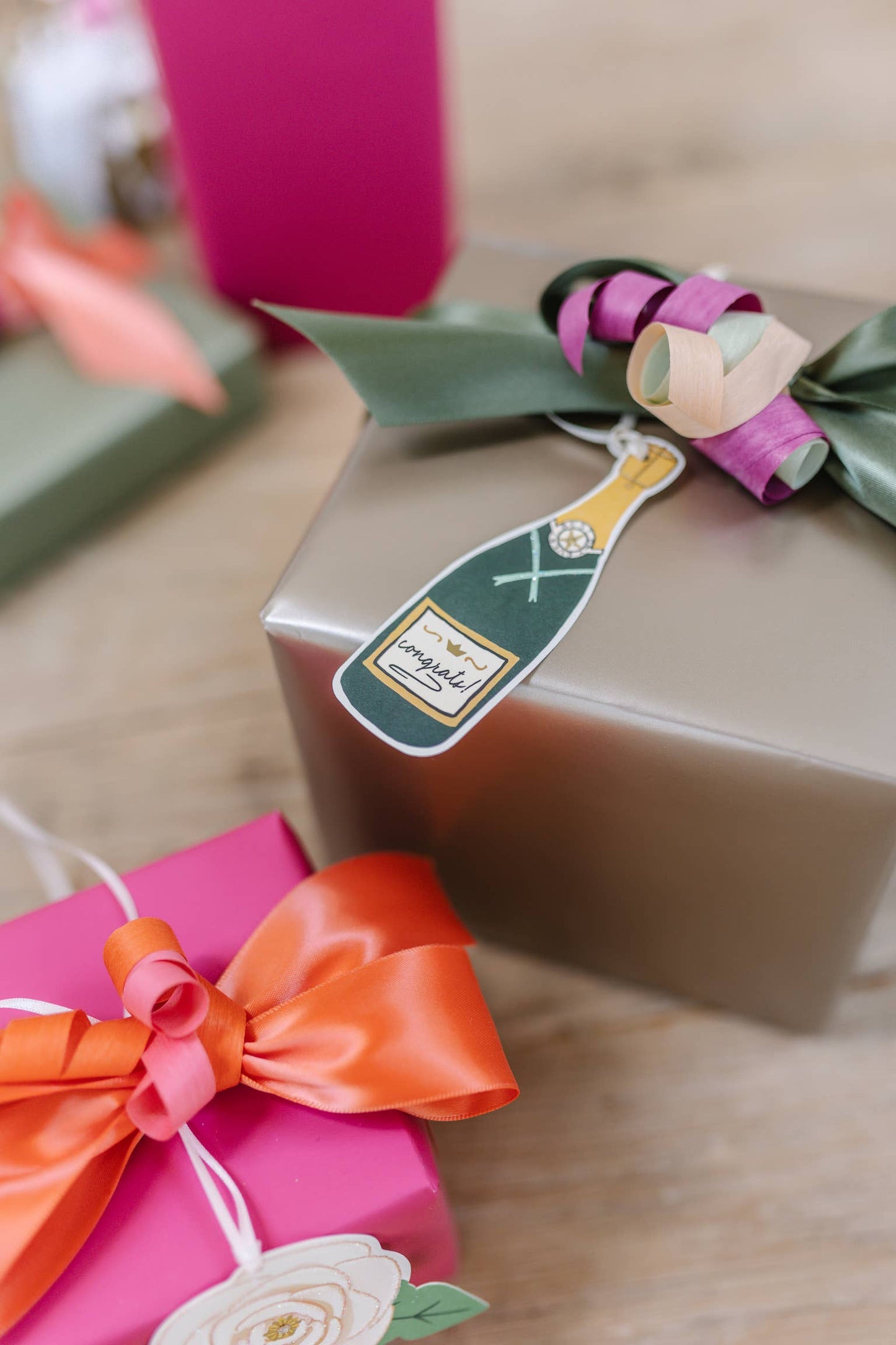 Champagne Bottle Pretty Gift Tag