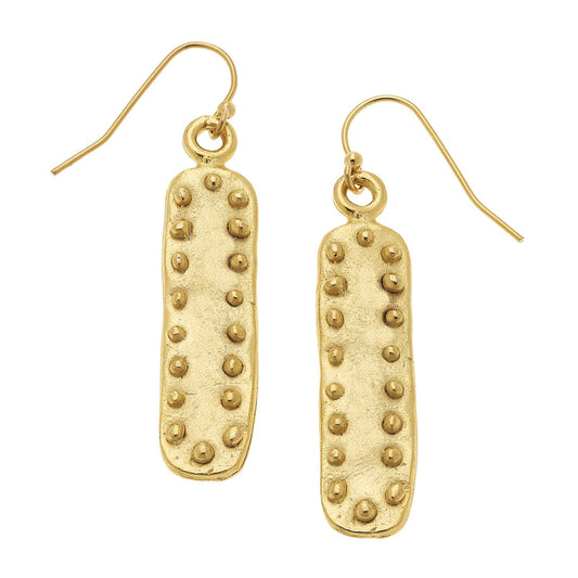 Gold Bar with Dots Earrings