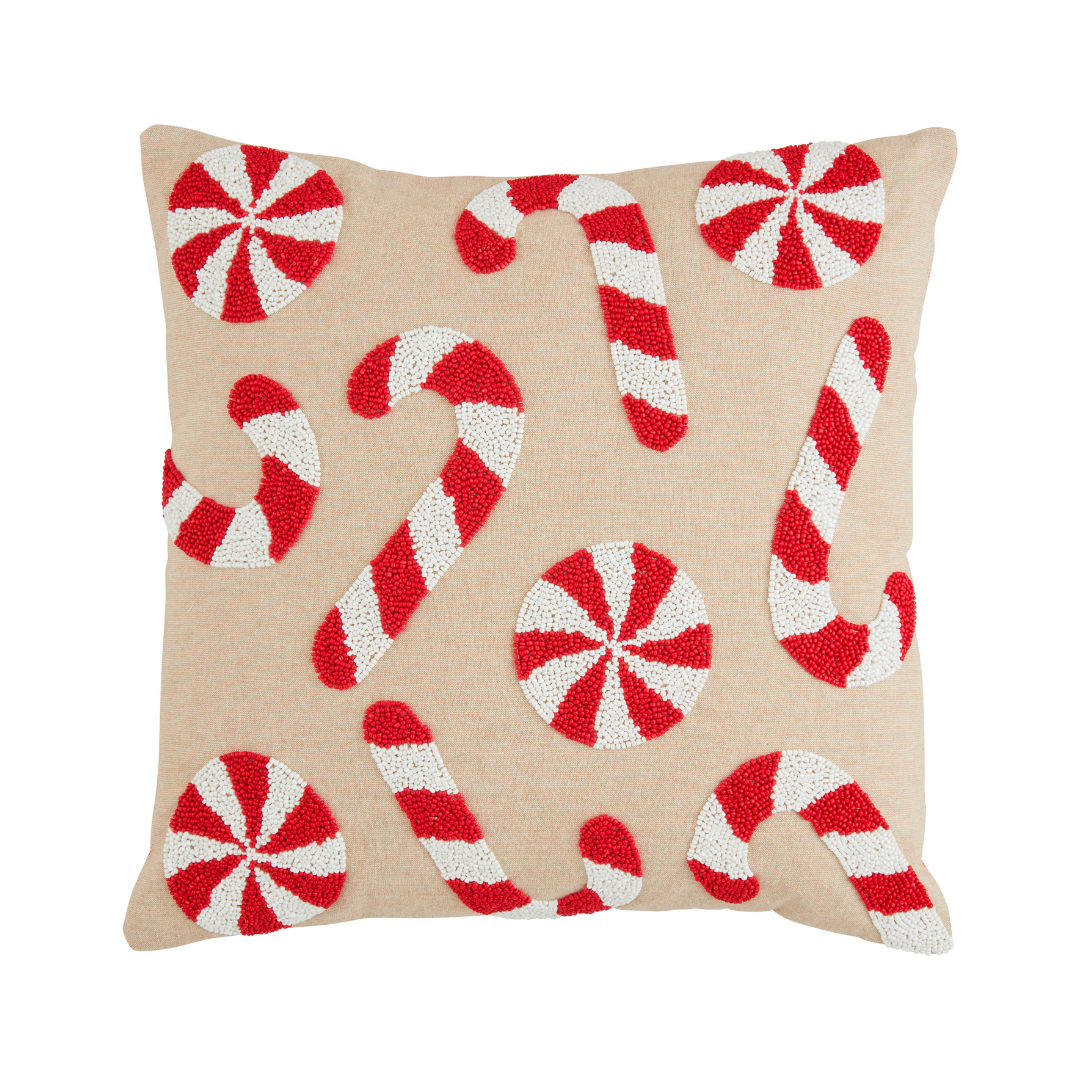 Candy Cane Beaded Pillow