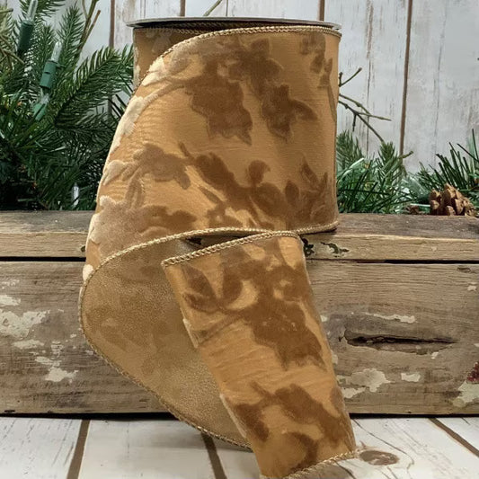 Velvet Sheer Gold Floral, Gold