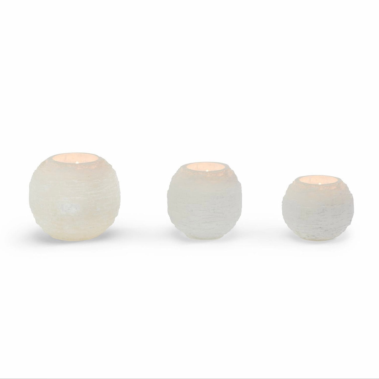 Selenite Sphere Candle Holder - Small